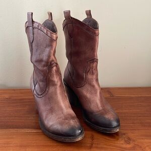 Sam Edelman cognac cowgirl cowboy boho boots booties